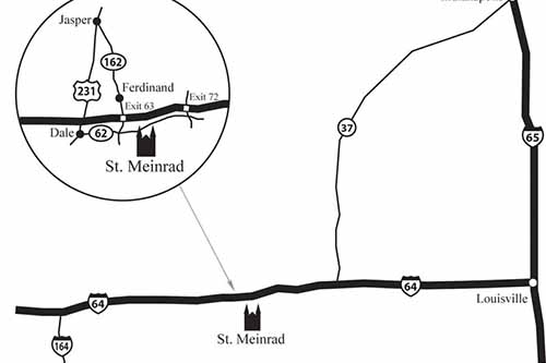 Photo of a local road map around Saint Meinrad.